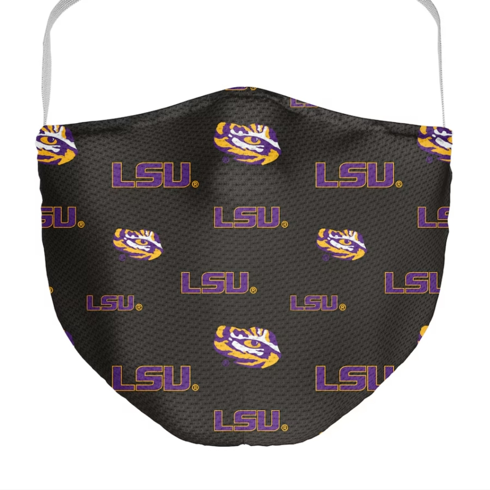 LSU Tigers Fanatics Adult All Over Logo Face Coverings 3 Pack - Picture 3 of 5